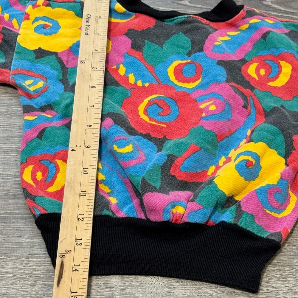 Vintage Colorful Floral Sweatshirt sweater long sleeve colorblock girls toddler - Picture 6 of 8